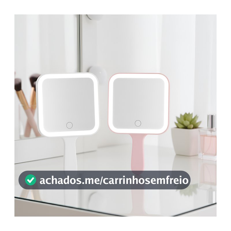Espelho LED Profissional para Maquiagem Estética Consultório Recarregável de Mão Iluminação