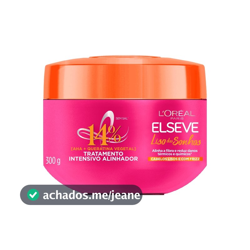 Creme de Tratamento Capilar Alinhamento dos Fios, Controle de Frizz, Elseve Liso dos Sonhos L'Oréal Paris 300g