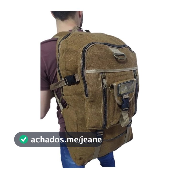Mochila Masculina Lona 50 Litros Viagem Passeio Motoboy Esporte Trilha Viagem 803