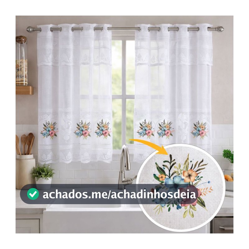 Nova Cortina Moderna de alta Qualidade de renda Estampada 2,50m x 1,20m 100% Poliester