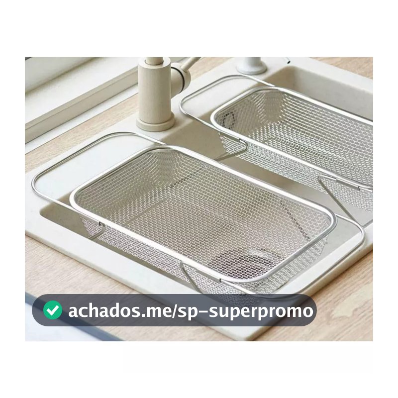 Escorredor de pia inox peneira Alça retrátil fruteira alimentos