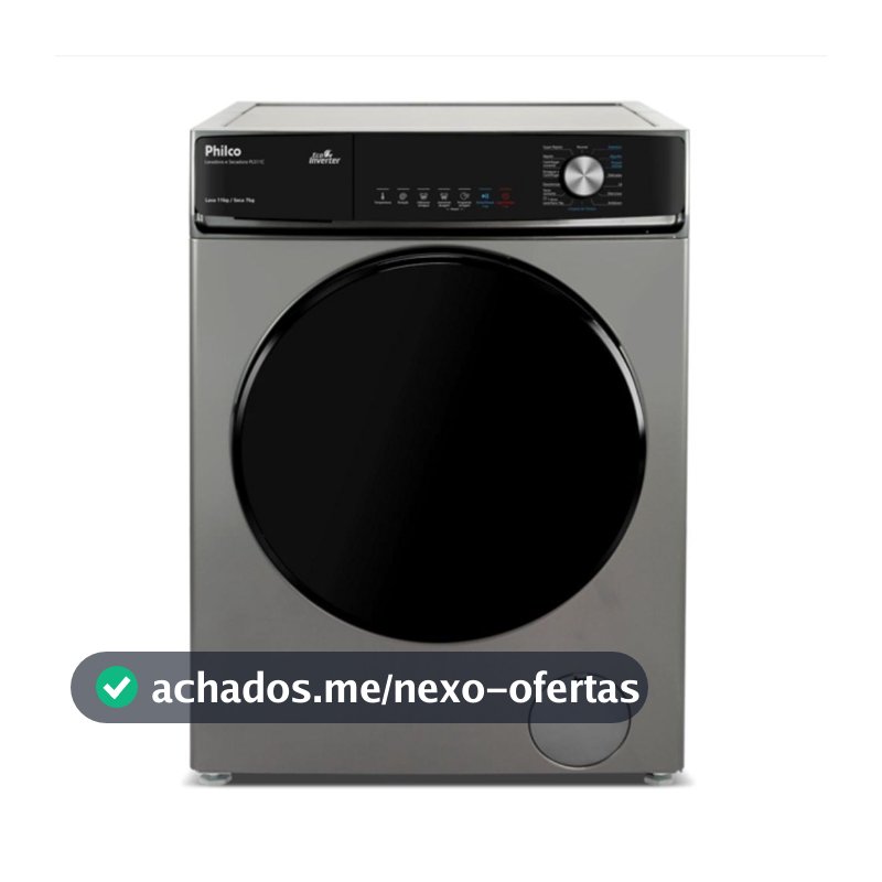 Lava e Seca Philco 16 Programas Eco Inverter 11kg Titânio PLS11C