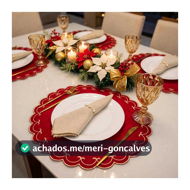 Jogo Americano Natal 4 e 6 Lugares Mesa Posta Decoração Natalina com guardanapo