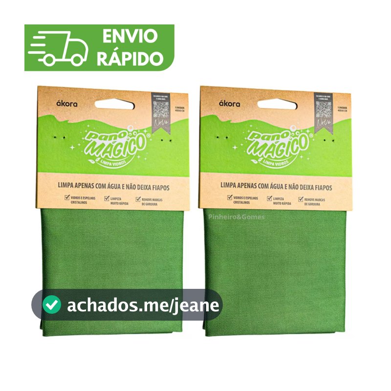 KIT 2 Panos Mágicos Limpa Vidro Ákora Original Poliamida e Poliéster Microfibra