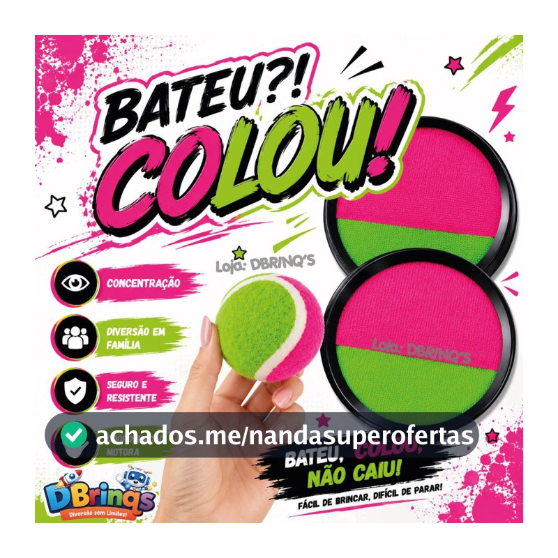 Kit Raquete Frescobol Bateu Colou Peteca Tênis C/ Bolinha Bate Gruda Binquedo Menino e Menina