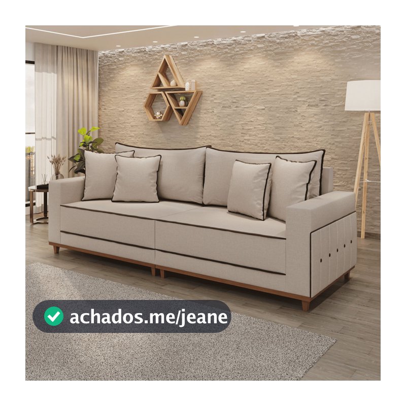 Sofá Fixo 4 Lugares Verona 2,36m Linho Creme