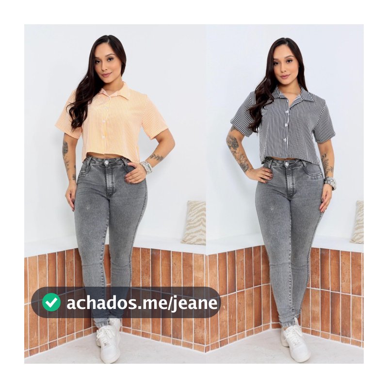 BLUSINHA LISTRADO MANGA CURTA COM BOTÕES 14