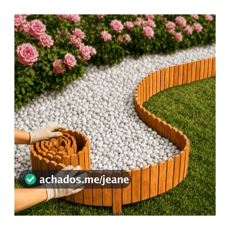 Kit 3 Metros Cerca De Madeira Contenção de Jardim Limitador de Grama Divisor