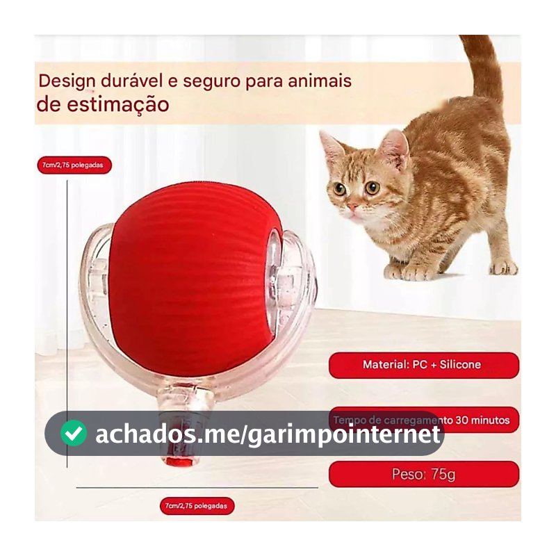 Bola De Rolamento Automática Para Gatos Brinquedo Inteligente Cauda Falsa Recarregável Elétrico