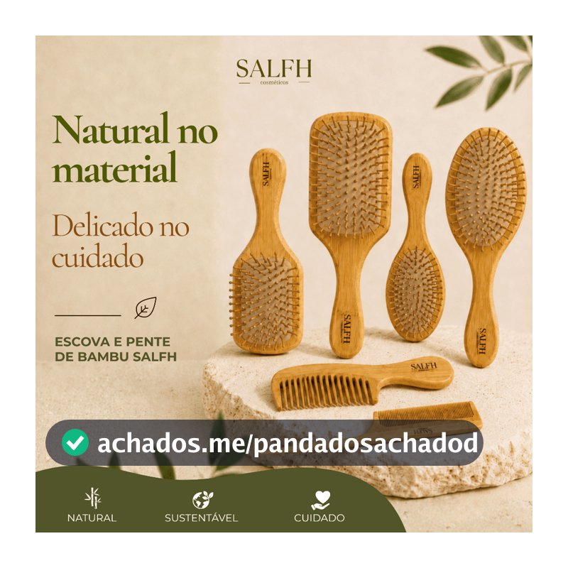 Escova de Cabelo Bambu Madeira Antiestática Pente de Madeira Pente de Cabelo de Bambu 100% Bambu