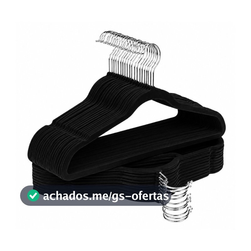Kit 20/30/50 Unidades De Cabides Veludo Para Roupas Adulto Fino Resistente Preto