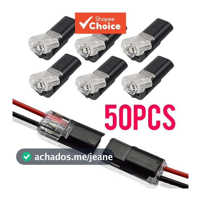 Um Conjunto De 50 Pacotes De Conectores De Fio Compactos Universais De LED De 2 Pinos , Emenda Rápida Sem Descascar Term