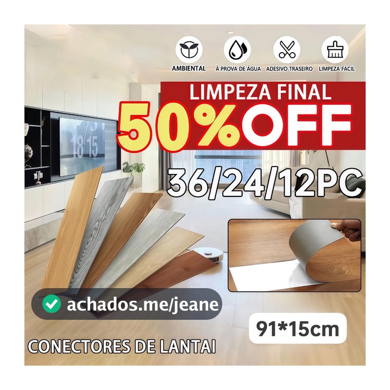36/24/12PCS Adesivo de Piso Madeira Moderno Antiderrapante Lavável Autocolante 91,4x15,2cm - Vários estilos em promoção