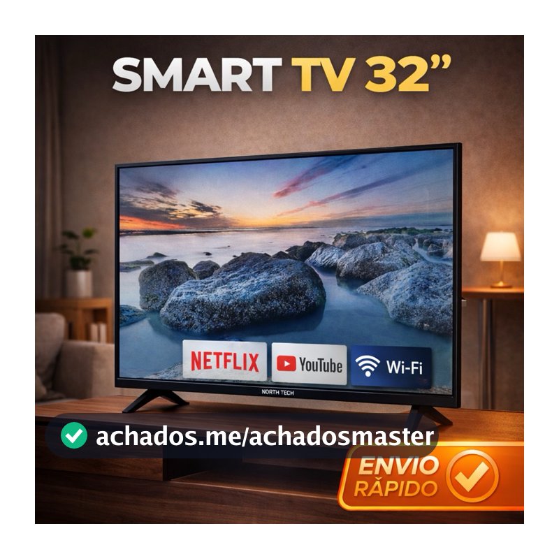 Smart TV 32" North Tech HD WiFi Bluetooth Netflix YouTube HDMI Loja de Aplicativos