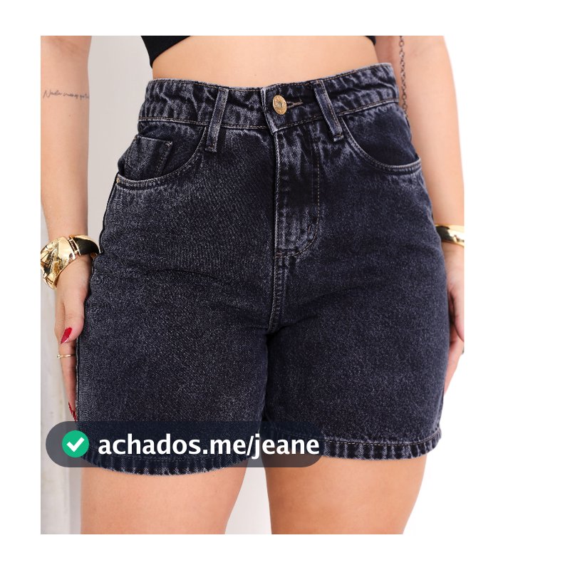 Short Jeans Mom Meia Coxa Bermuda Feminina