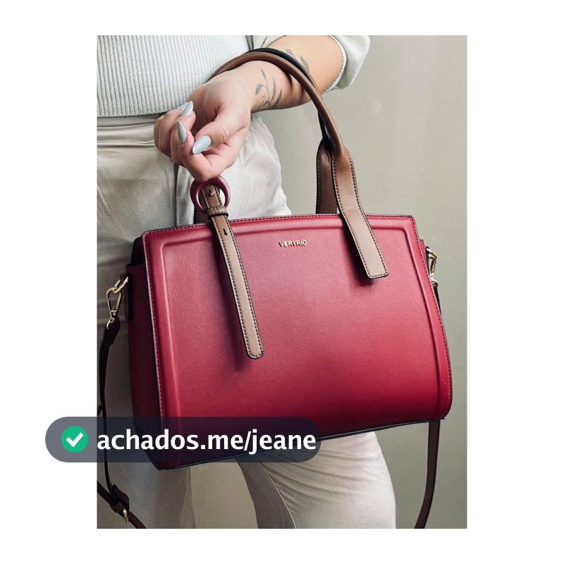 Bolsa Feminina Veryrio Estruturada Couro de Luxo Alça de Ombro e Transversal