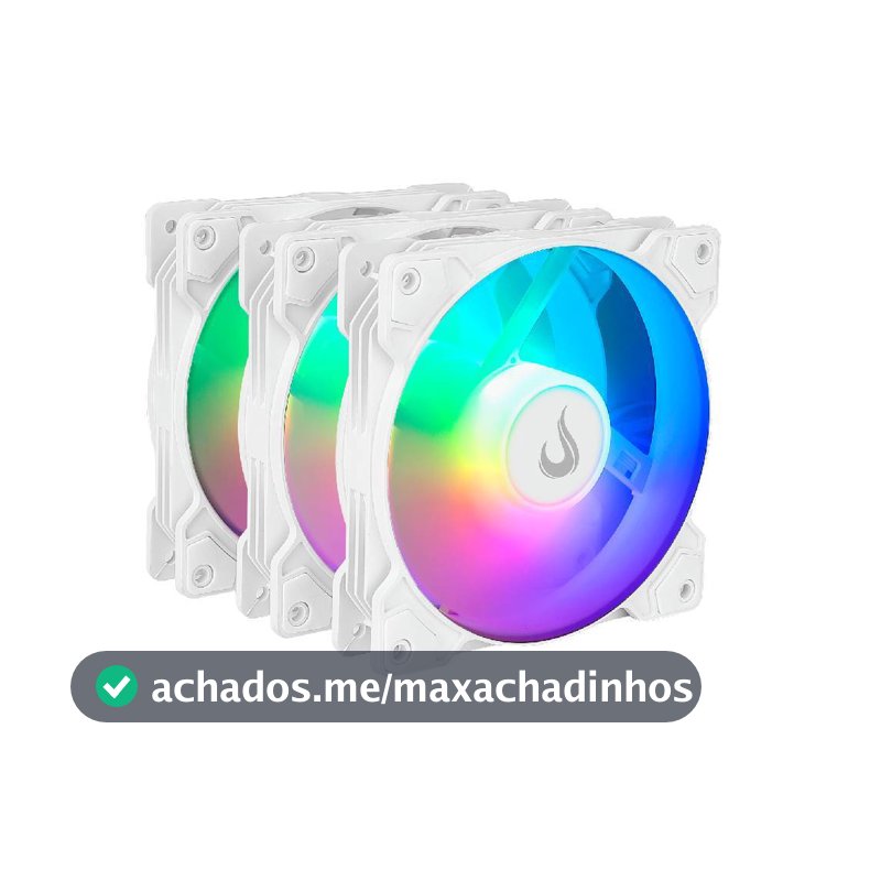 Kit C/3 Ventoinhas Rise Mode X 120mm  ARGB Branco - RM-XLD-02-ARGB