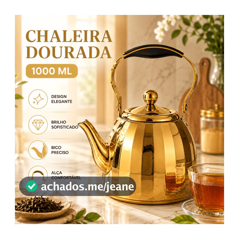 Chaleira aço Inoxidavel 1000ML Indução e Gás – Chaleira Elegante para Chá / Café, com Infusor