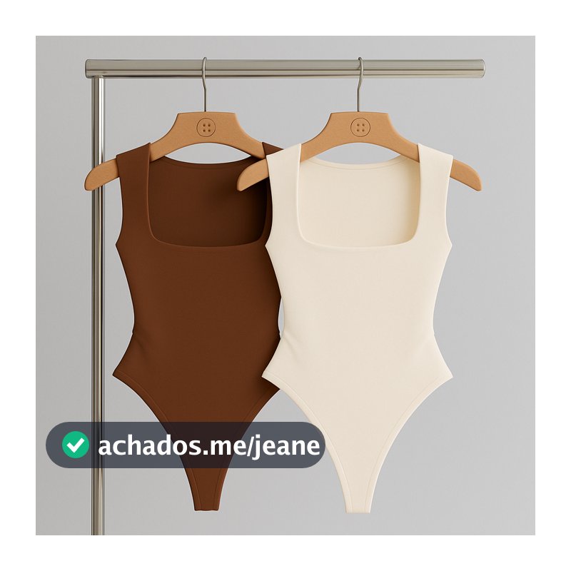 Kit 2 Body Feminino Decote Quadrado com Forro Básico Casual Elegante Estilo Blogueira.
