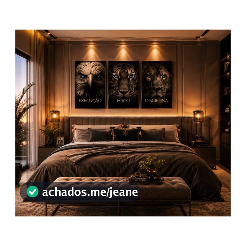 Quadro Decorativo Motivacional  Disciplina Foco Execução 3 Telas Sala Quarto Escritório