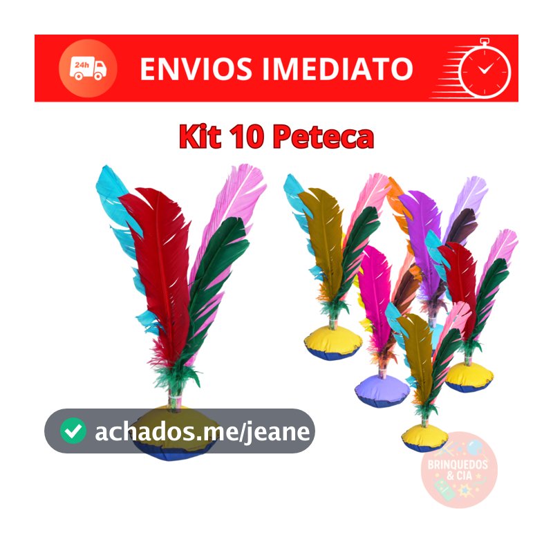 Kit 10 Petecas Coloridas Infantil Brinquedo Dia Das Crianças Presente Prenda Escolar