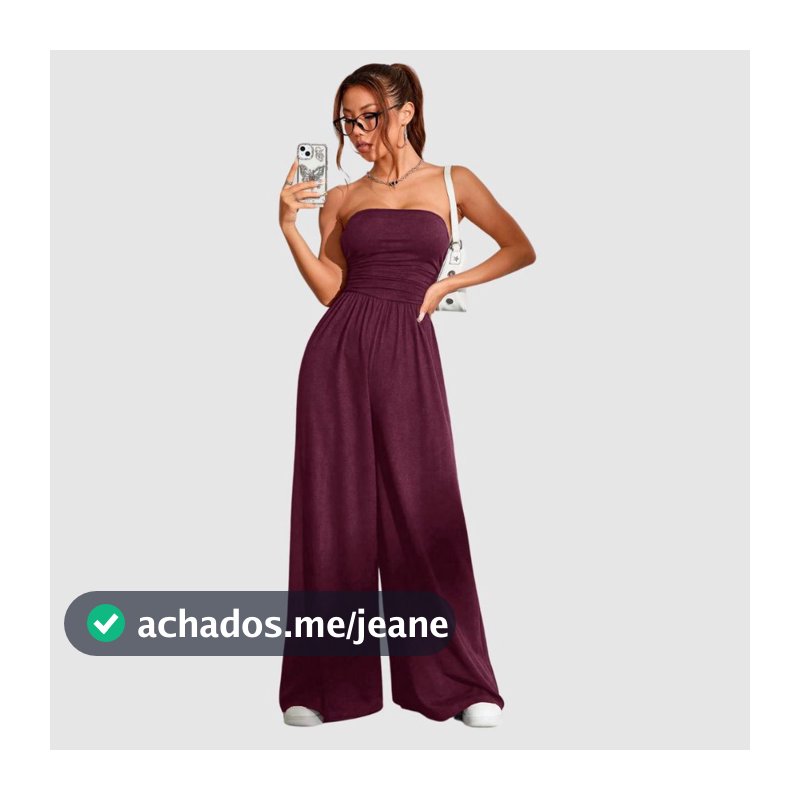 Macacão Longo Pantalona Luxo Soltinho Com Tomara Que Caia Franzido Lançamento