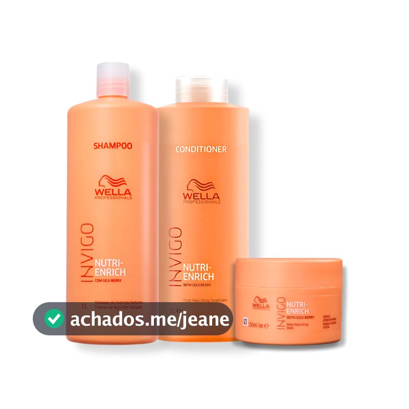 Kit Wella - Shampoo 1L , Condicionador 1L e Máscara 150g Enrich