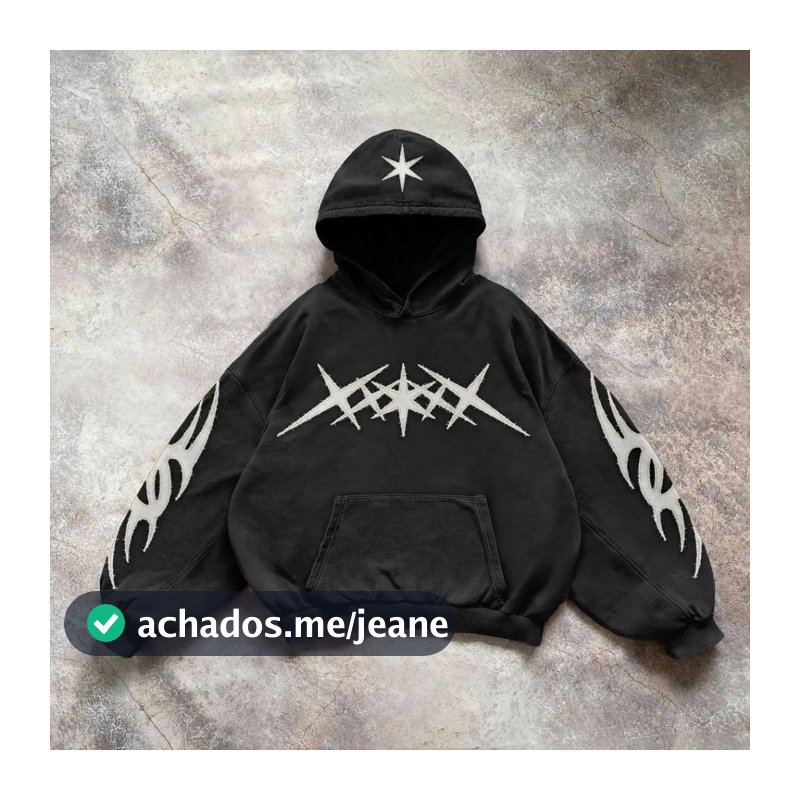 Moletom Unissex Masculino Feminino Patchwork Star Moda Gótica Y2K Harajuku Streetwear Patch Hoodie