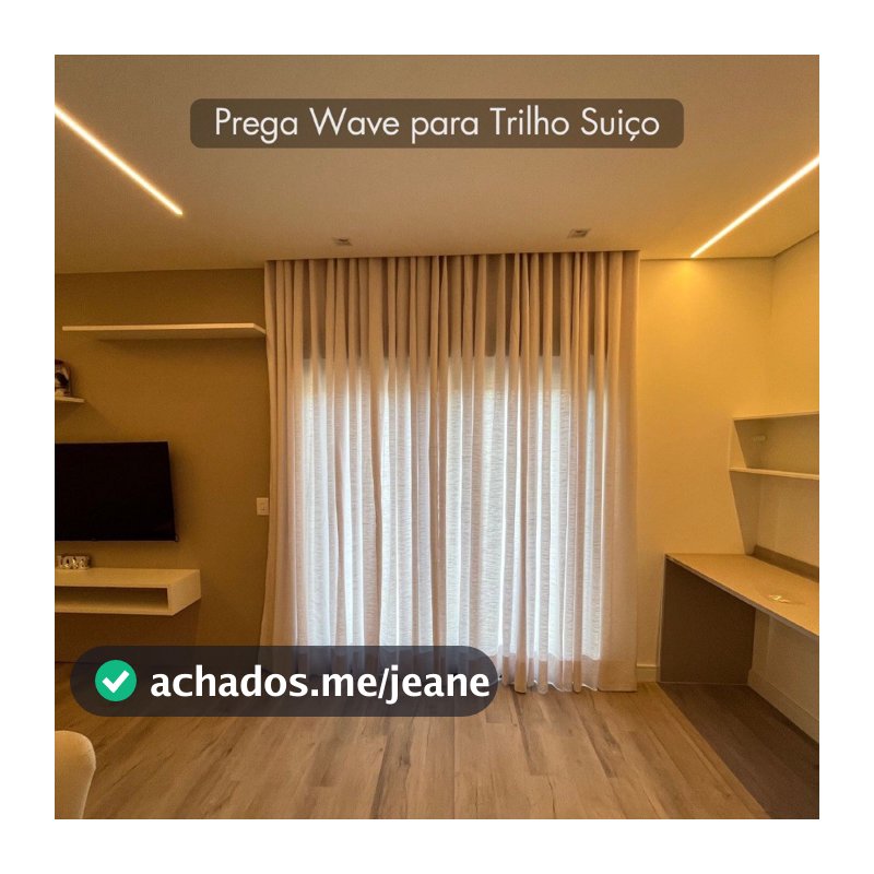 Cortina Trilho Suíço Gaze de Linho com forro microfibra modelo WAVE Luxo