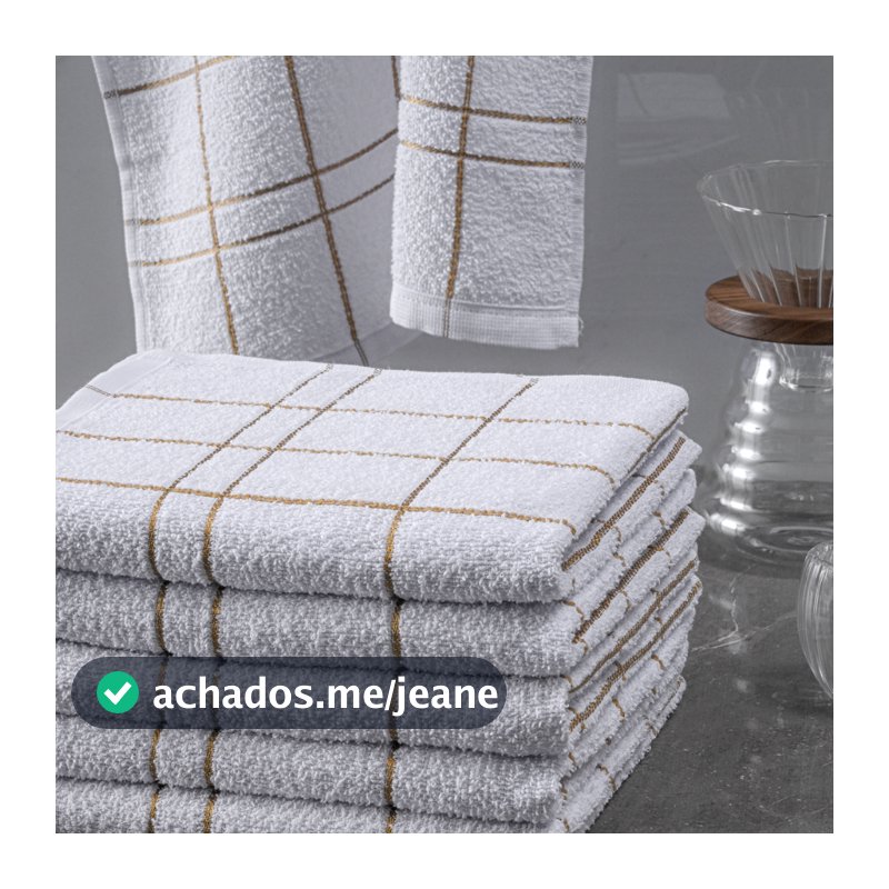 10 Toalhas Copa Cozinha Pano Prato Algodão Grande Branco Xadrez Laune Haus