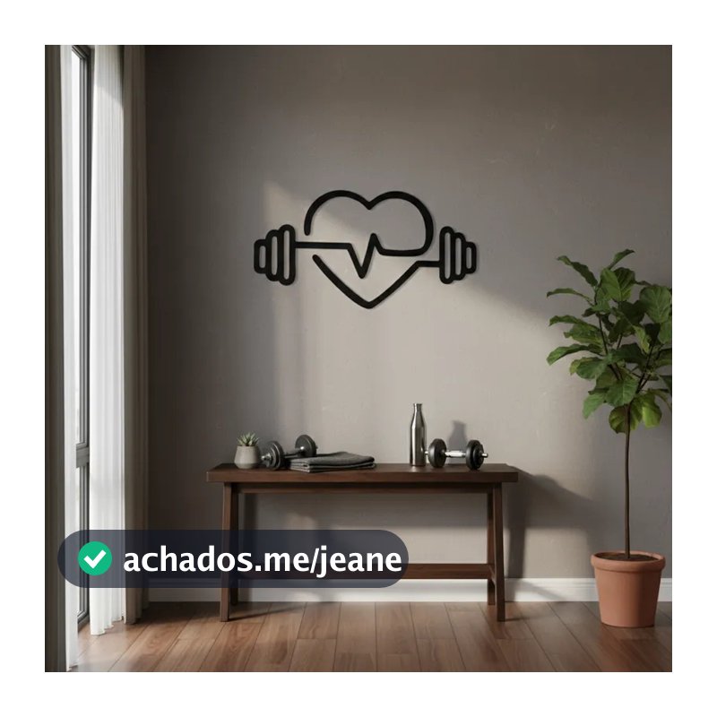 Quadro decorativo aplique de parede academia coração batimentos em mdf 3mm c/ dupla face
