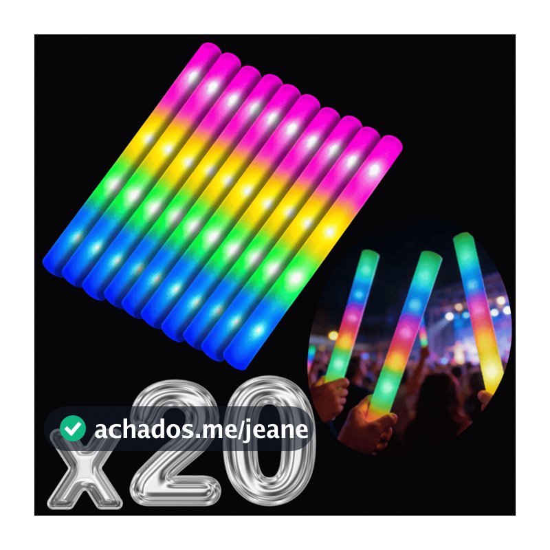 kit 5 10 15 20 un Bastão Led Espuma Festa Neon Balada Formatura Casamentos