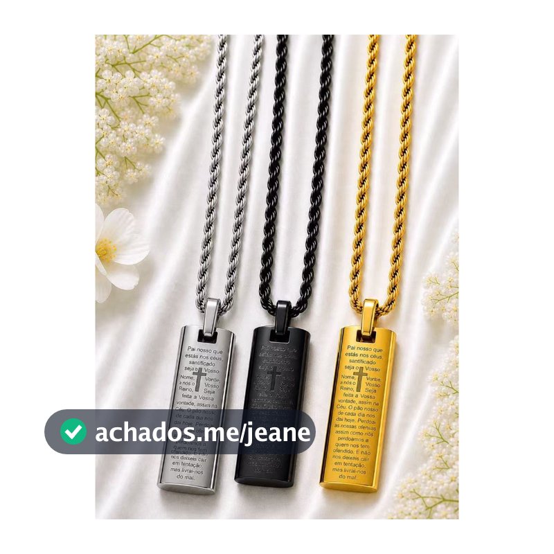 Colar torcida com pingente de pai nosso em aço inoxidável