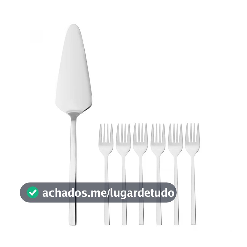 Conjunto 7 Peças Wolff Firenze Aço Inox Espátula de Bolo e 6 Garfos Sobremesa para Servir Doces Tortas Festas Mesa Posta