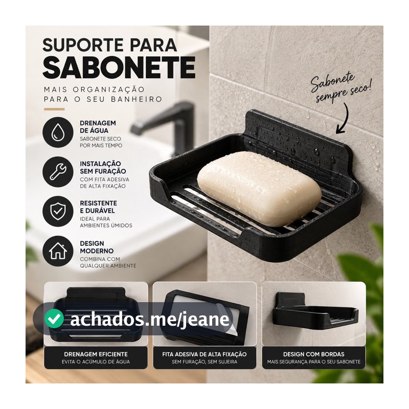 Suporte Saboneteira Parede Fita 3M Drenagem Organizador Banheiro