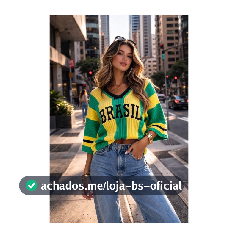 Blusa do Brasil Feminina Tricot Estilosa Elegante Tendência Copa Tricô