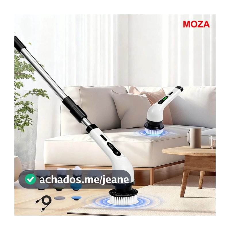 Escova de limpeza elétrica multifuncional 9 em 1, retrátil - com cabo estendido para banheiro, cozinha e quarto