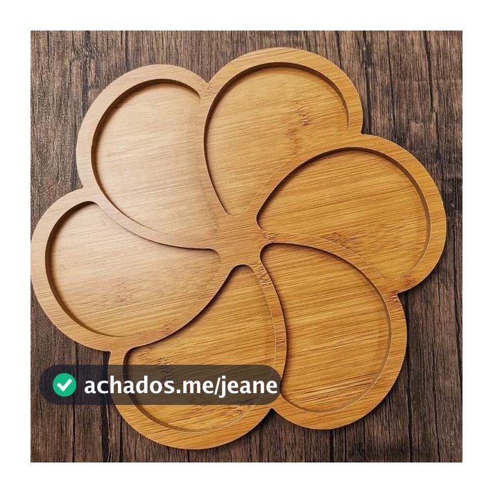 Bandeja de Bambu Petisqueira Tipo Bambu Tipo MDF Travessa formato Flor ou Redondo Gamela