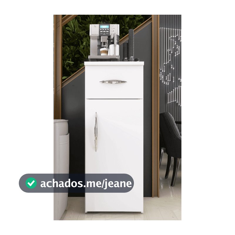 Gabinete Armário para Cantinho do Café - 1 Porta e 1 Gaveta - Branco