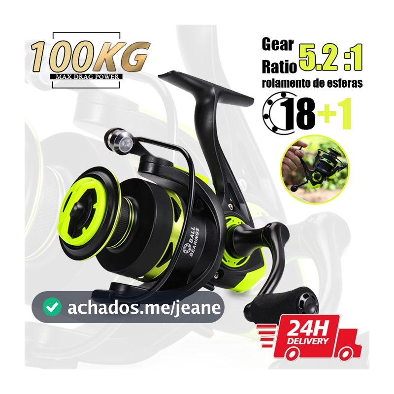 Molinete De Pesca Carretel De Pesca 5.2 : 1 Giratório 1000-7000 Com Cabo EVA Amarelo Escuro