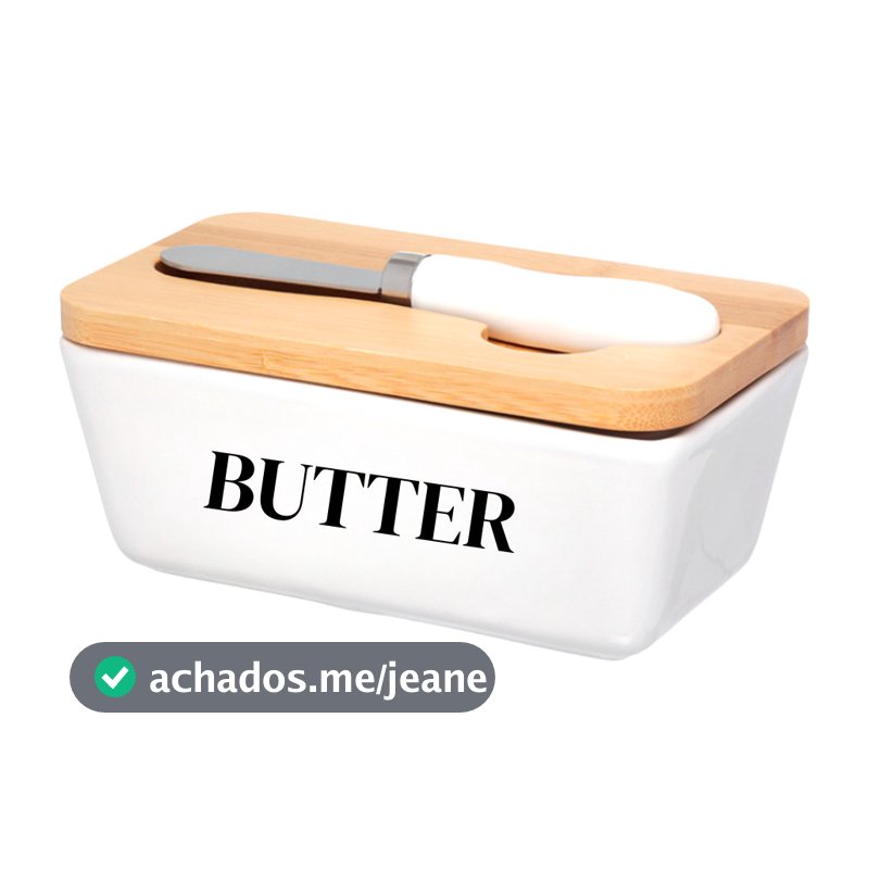 Manteigueira Porcelana Espátula Tampa Manteiga Cozinha Decoração Alimento Branco 400ml