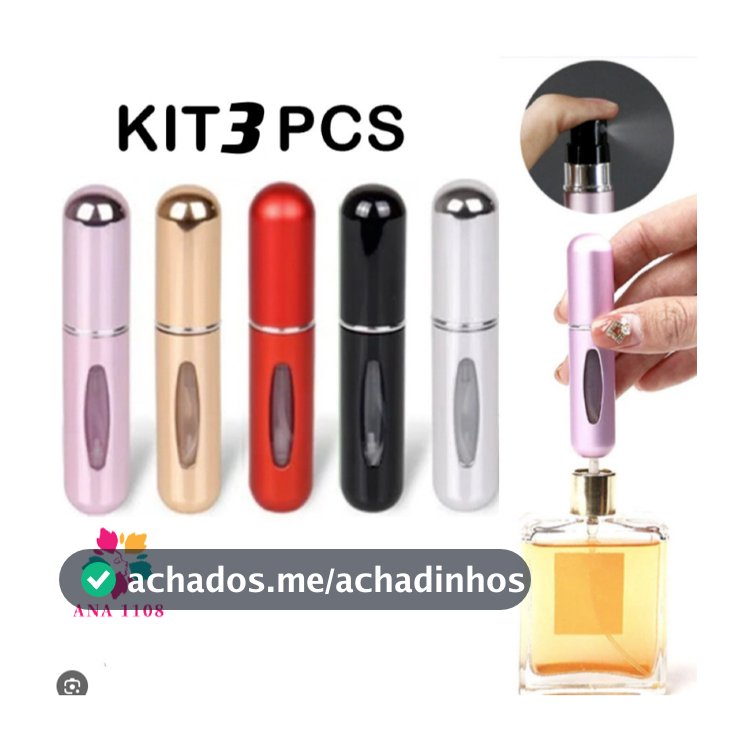 ANA 1108 KIT 3 Pcs Porta Perfume Recarregavel Portatil Spray 5ml