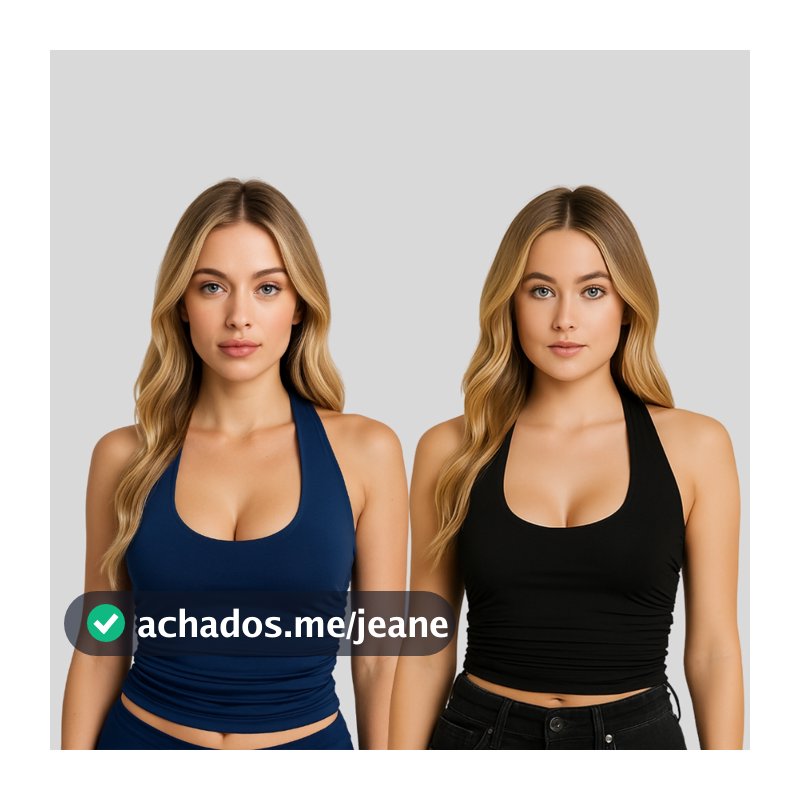 Kit 2 Blusas Cropped Feminina Costa Nua Frente Única Franzido Lateral Suplex Premium com Forro no Busto