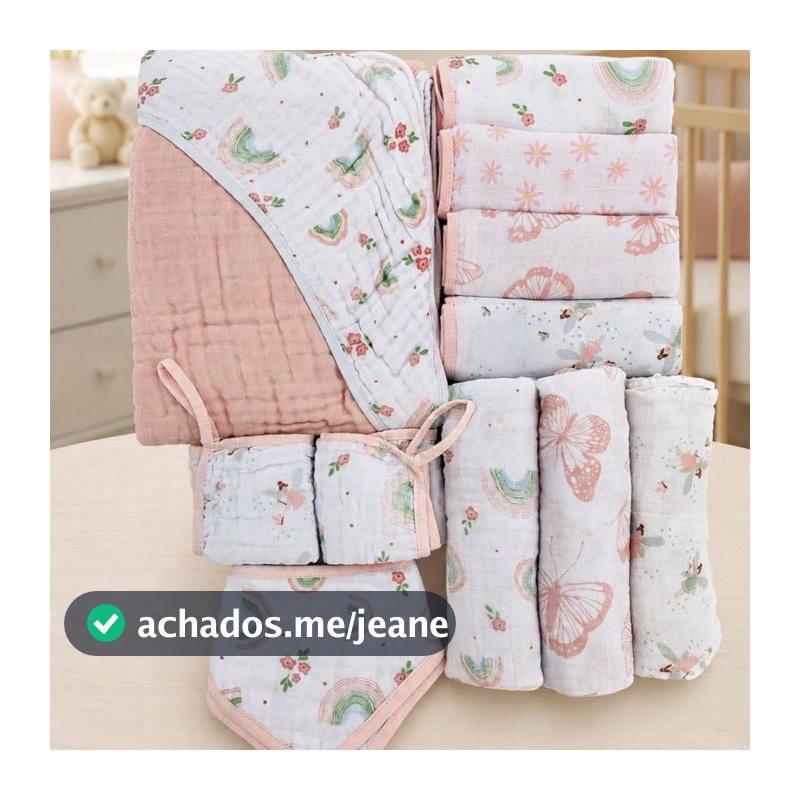 Enxoval Bebê Papi Soft Kit 12 Peças Toalha Fralda Cueiro Paninho de Boca Babador Maternidade Presente RN 100% algodão