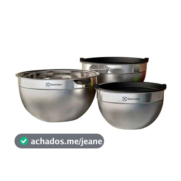 Conjunto de Bowls Inox Com Tampa Plástica Electrolux 3 Peças