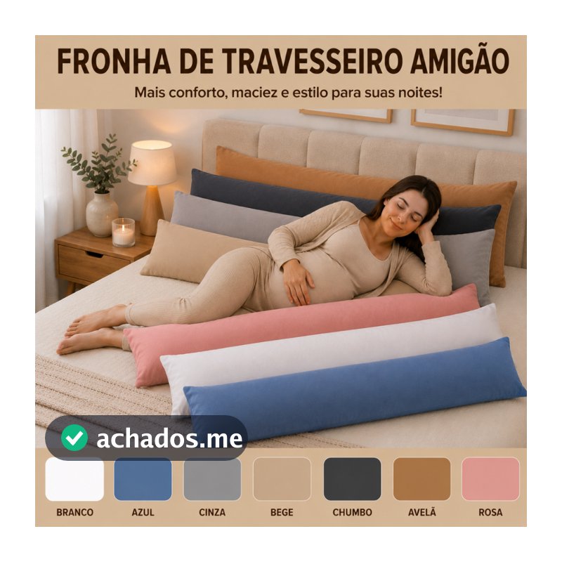Fronha Travesseiro Gestante De Corpo Amigão Xuxão 1,30x40cm Capa Com Zíper Antialérgica Colorida