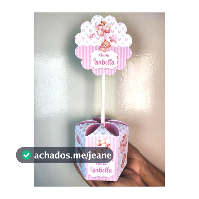 Kit Centro de Mesa Chá de Bebê Festa Ursinha Rosa Balões Baloeira Tamanho Grande