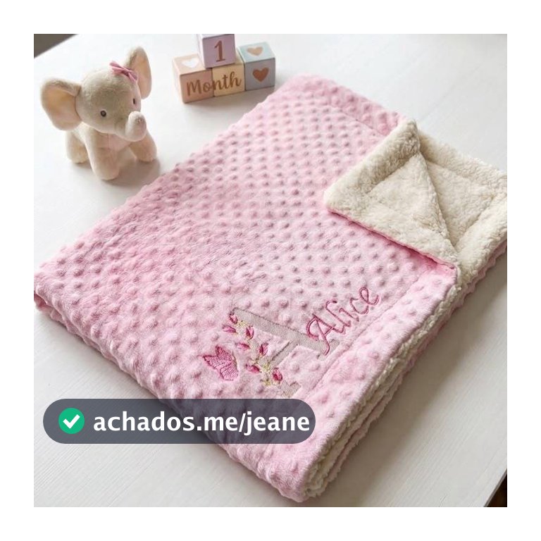 Cobertor Dupla Face Pipoquinha Personalizado Com Nome Bordado