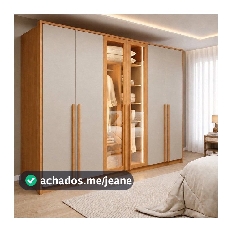 Guarda Roupa Casal 6 Portas Vidro Refleta e 6 Gavetas 100% MDF com LED Imperiale Premium Yescasa