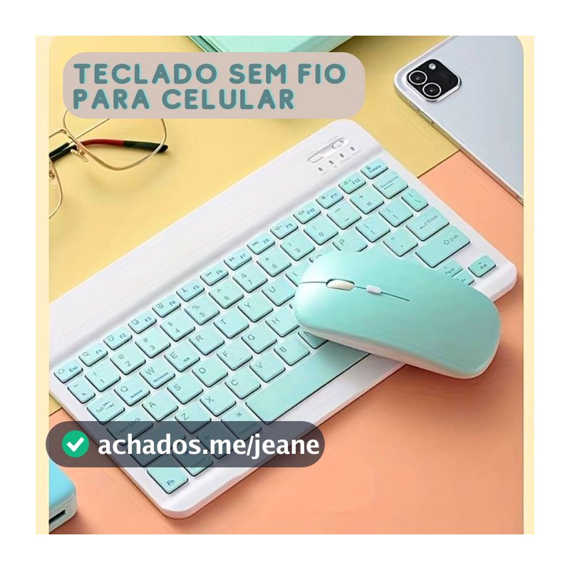 KIT Teclado + Mouse Via Bluetooth Compacto e Design Moderno - Compatível Com Smartphones/Notebook/Tablet